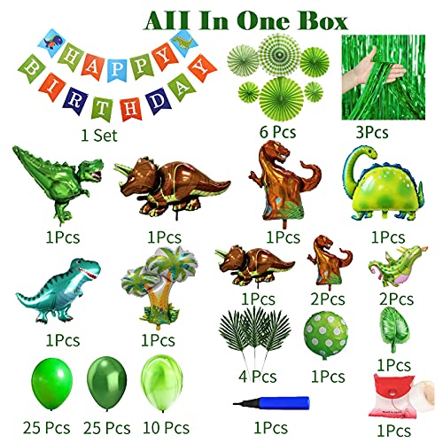 Dinosaur Birthday Party Decoration Set, 92 Pcs Set With Dinosaur Themed Party Favors Include Dinosaurs Balloons, Happy Birthday Banner,Backdrop,Paper Fan,Curtains,Pump Perfect For Your Kid's Party Dinosaur Birthday Party Decoration Set, 92 Pcs Set With Dinosaur Themed Party Favors Include Dinosaurs Balloons, Happy Birthday Banner,Backdrop,Paper Fan,Curtains,Pump Perfect For Your Kid's Party
